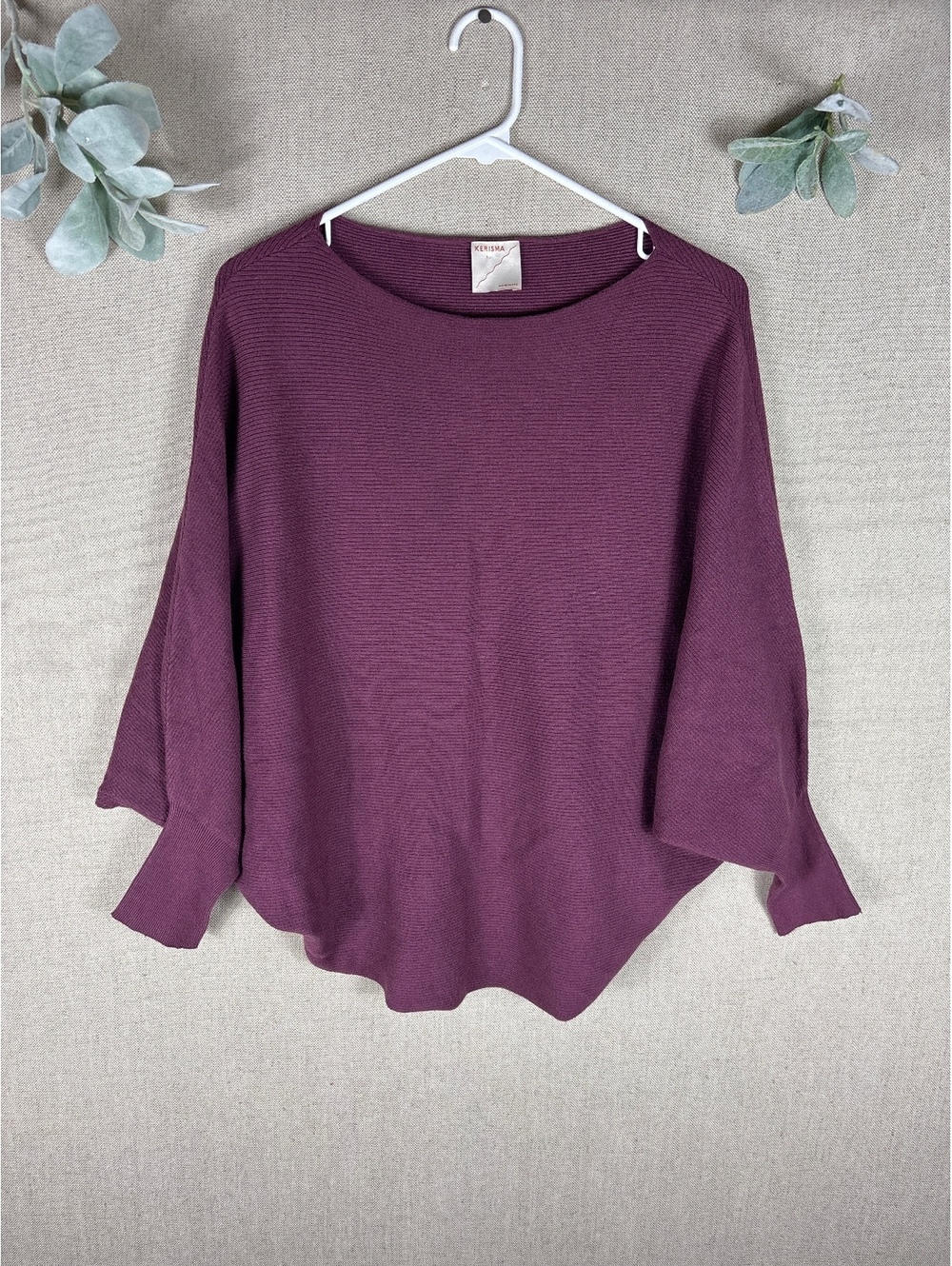 Kerisma > Purple Oversized Ryker Dolman Bat Wing Crew Neck Sweater Small